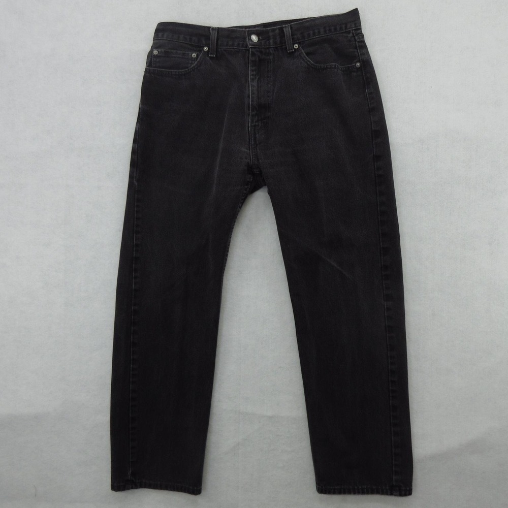 Levis 505 Jeans Mens 38x32 35X30 Measures Black Straight Leg Regular Fit Denim